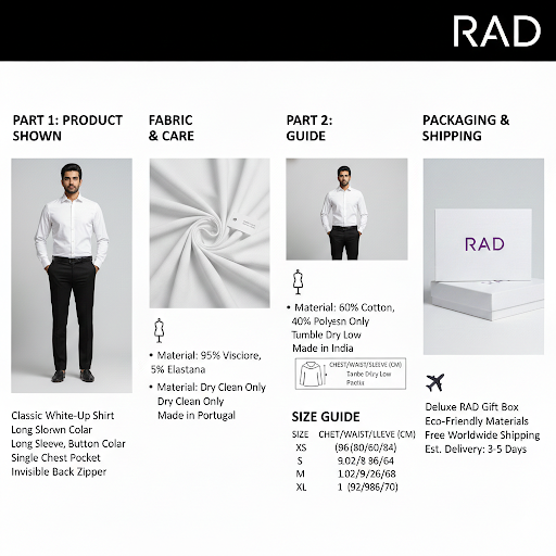 Rad Mens Cotton Regular Fit Casul Shirt. - White