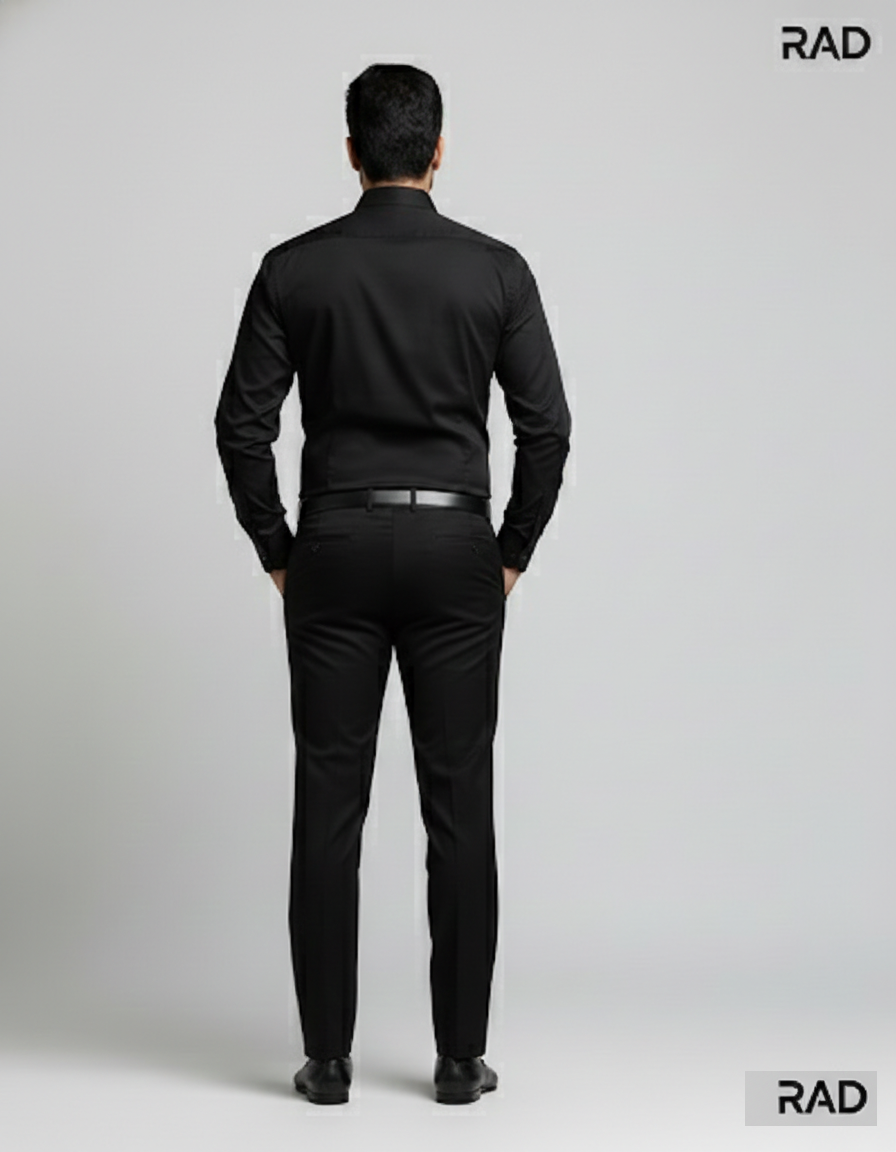 Rad Mens Cotton Regular Fit Casul Shirt. -Black