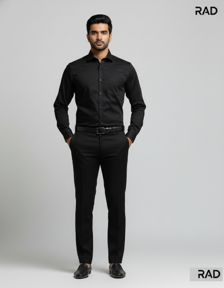 Rad Mens Cotton Regular Fit Casul Shirt. -Black