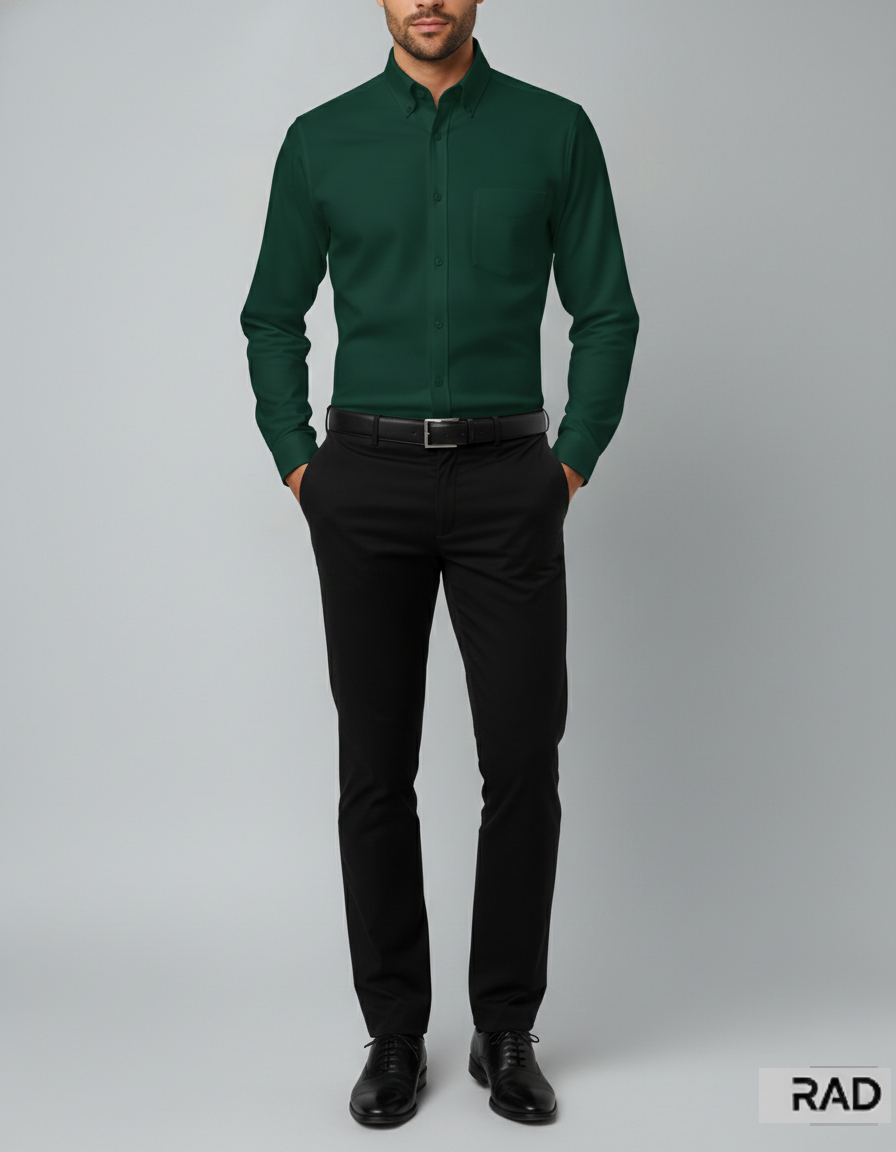 Men’s Classic Cotton Casual Shirt - Bottle Green