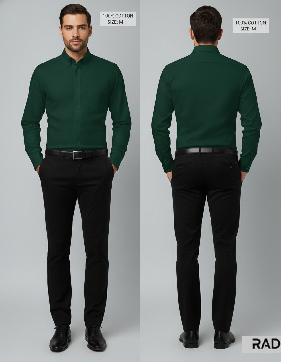 Men’s Classic Cotton Casual Shirt - Bottle Green