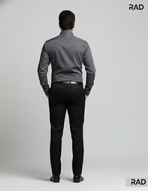 Mens Satin Regular Fit Formal Shirt - Gray/Charcoal