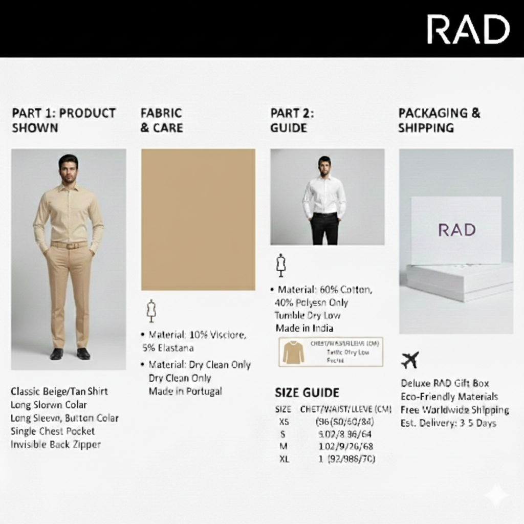 Men’s Classic Cotton Casual Shirt - Beige/Tan