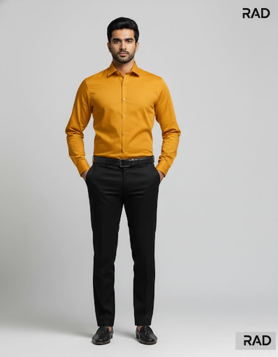 Men’s Classic Cotton Casual Shirt - Mustard