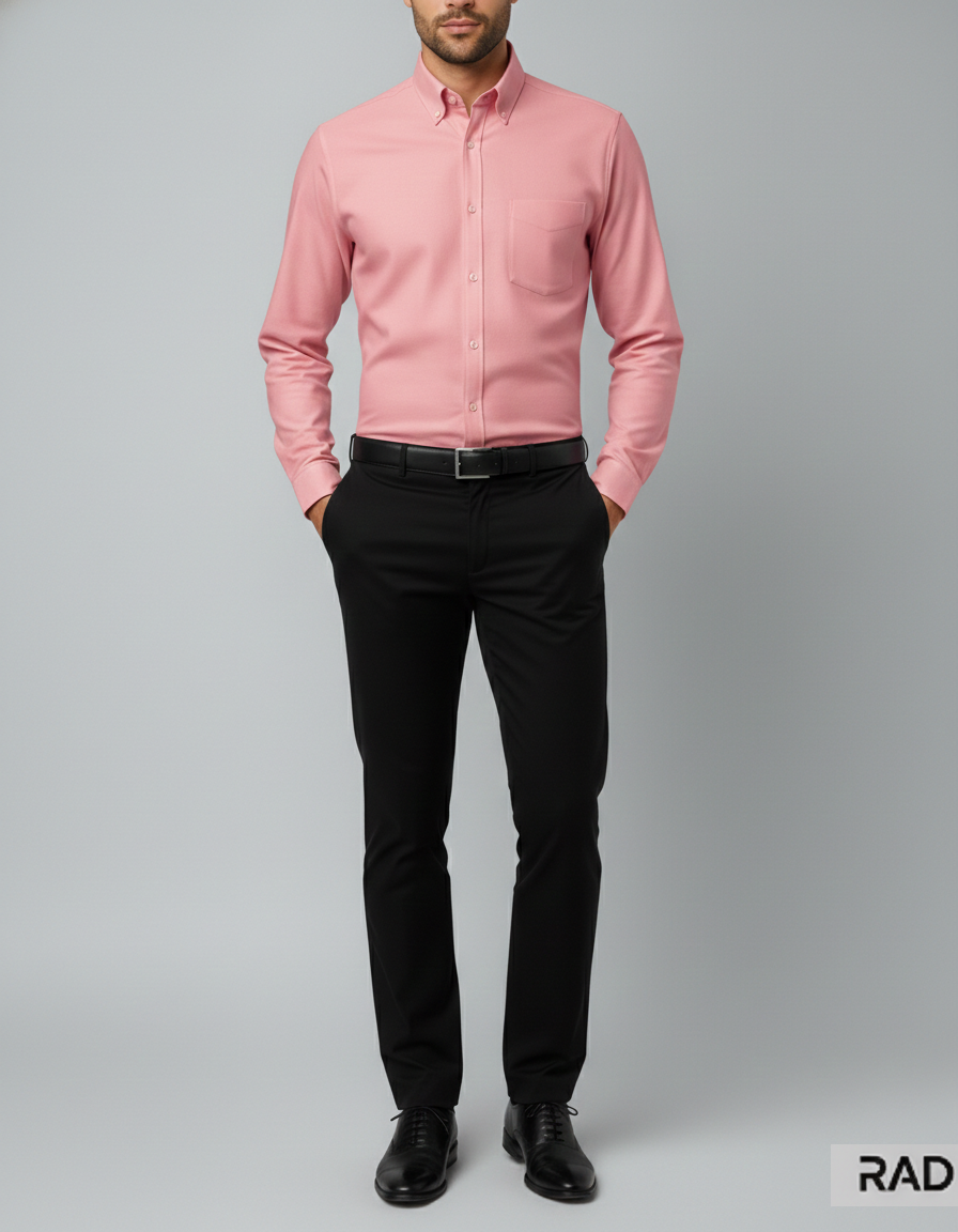 Men’s Classic Cotton Casual Shirt - Rose Pink