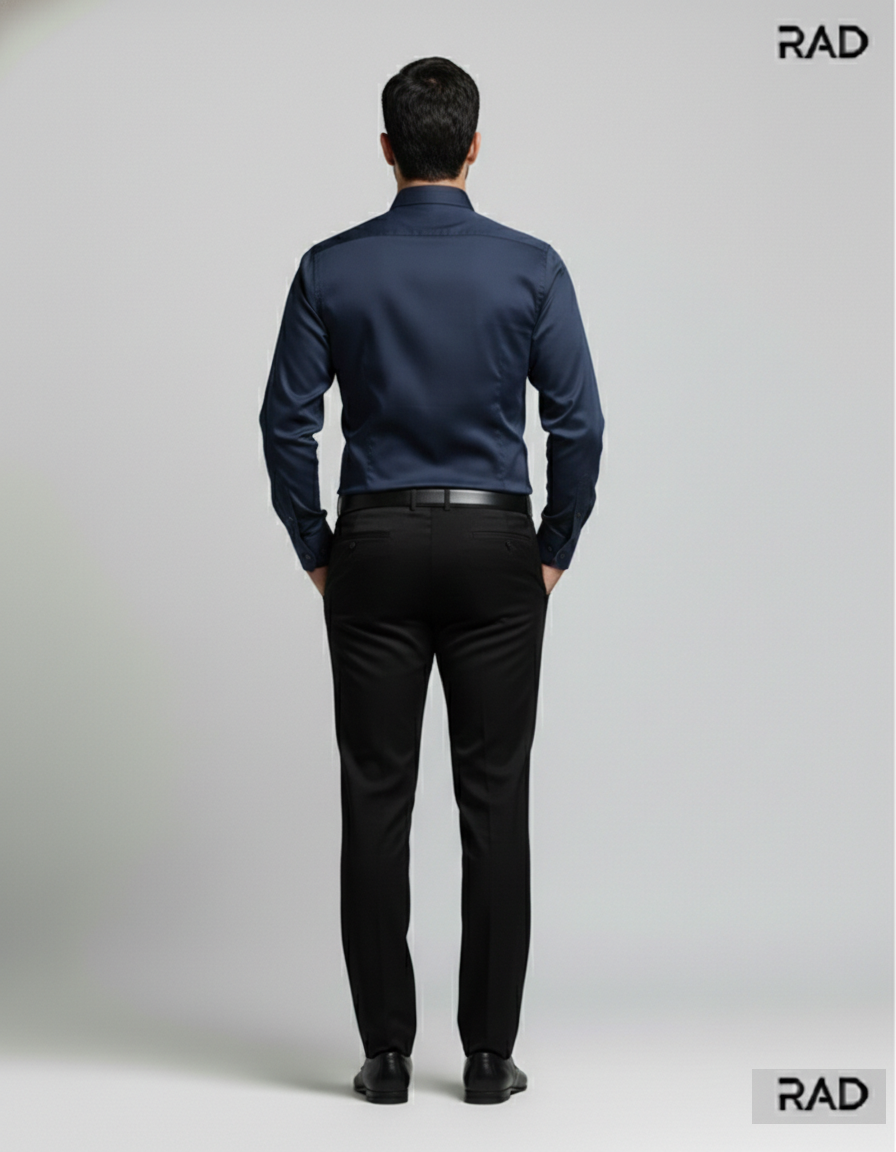 Rad Mens Cotton Regular Fit Casul Shirt - Navy Blue