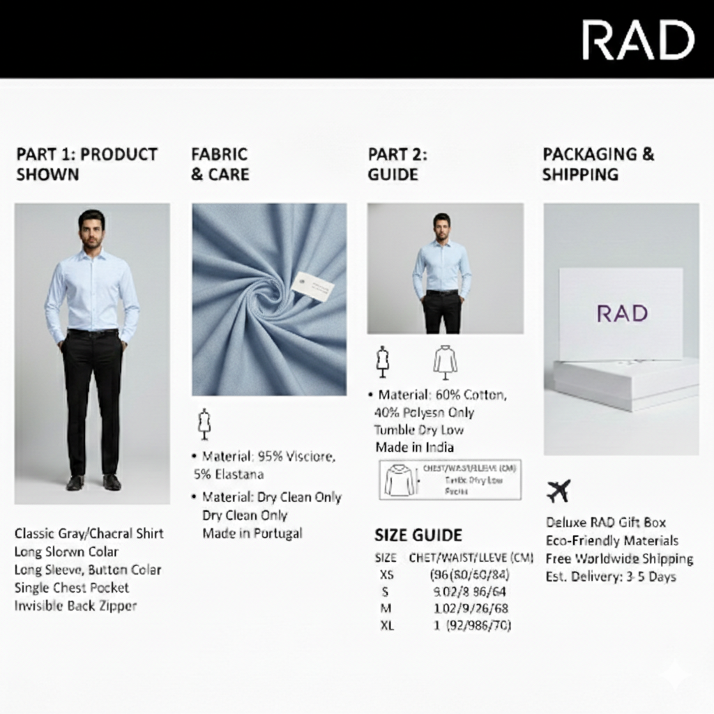 Rad Mens Cotton Regular Fit Casul Shirt -Light Blue