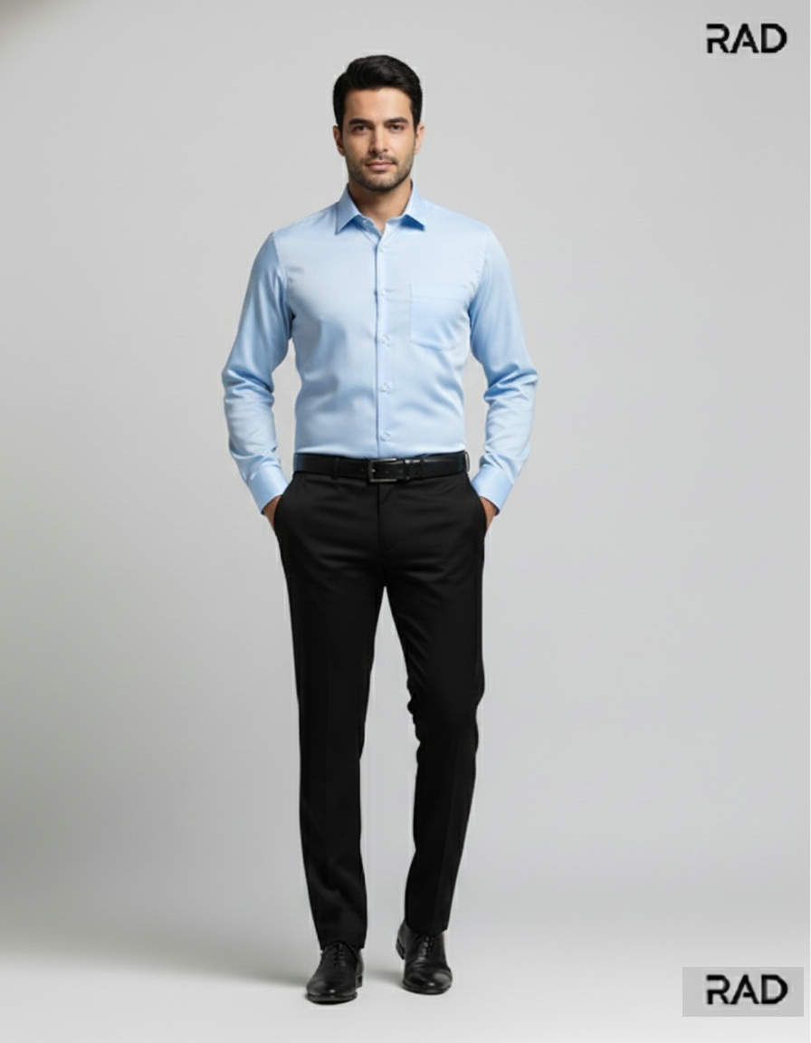 Rad Mens Cotton Regular Fit Casul Shirt -Light Blue